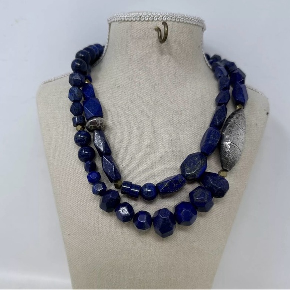 Silpada Rare “INDIGO FOR IT” Sterling & Natural Lapis Lazuli 2-Strand Necklace - Picture 2 of 14